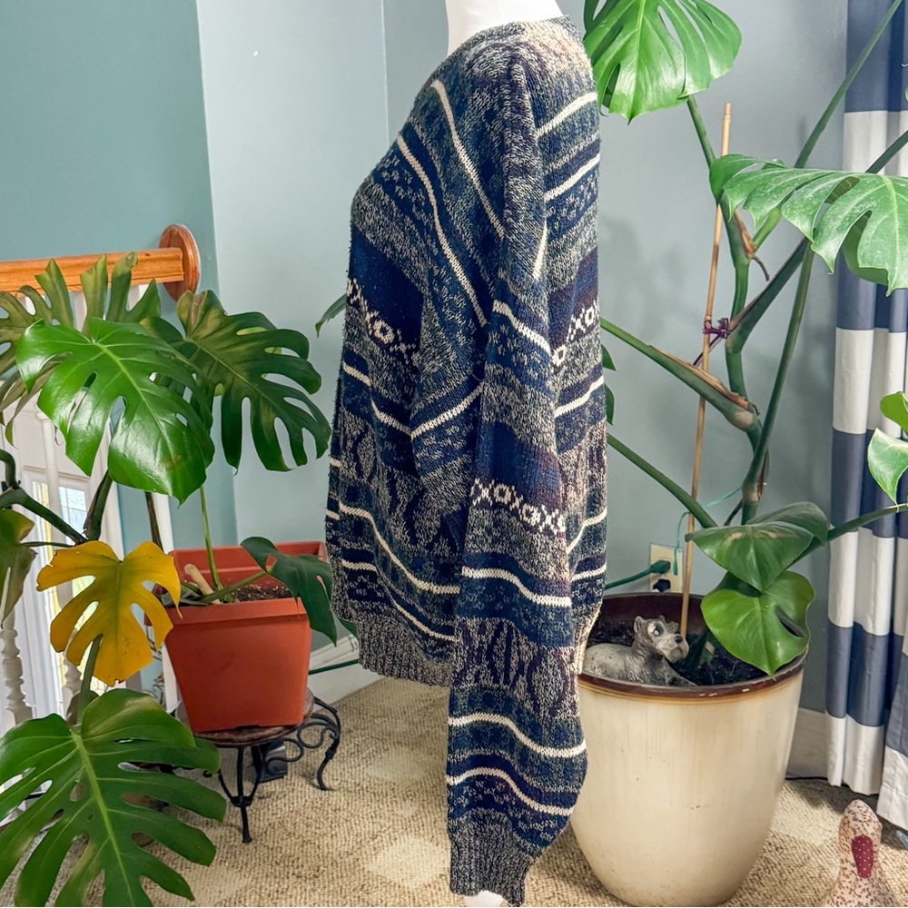 Men’s Blue Patterned Sweater Basic Editions Vinta… - image 3